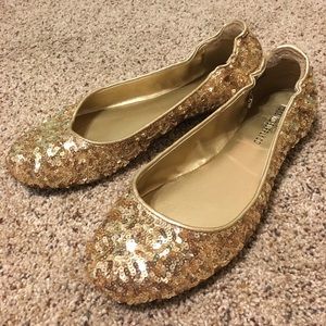 Gold sequin flats